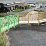 分断された街道を、迂回して本来の道に合流。小倉方面を振り返る。(東町)