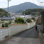 カラフルで長い塀が続く街道。奥に東長崎の街が見える(田中町)