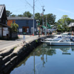 彼杵港・旧港。奥に八坂神社が見えるが、工事のため近づけず。2026年4月8日(東彼杵町彼杵宿郷62)