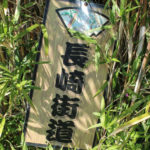 草に覆われた街道の道標(千綿宿郷68付近)