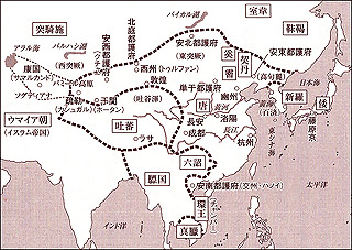 7世紀後半のアジア、百済と高句麗が新羅によって統一