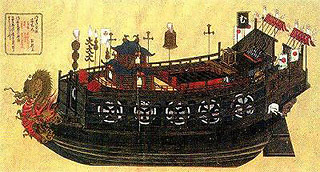 織田信長軍が使用した安宅船(19世紀の想像図)